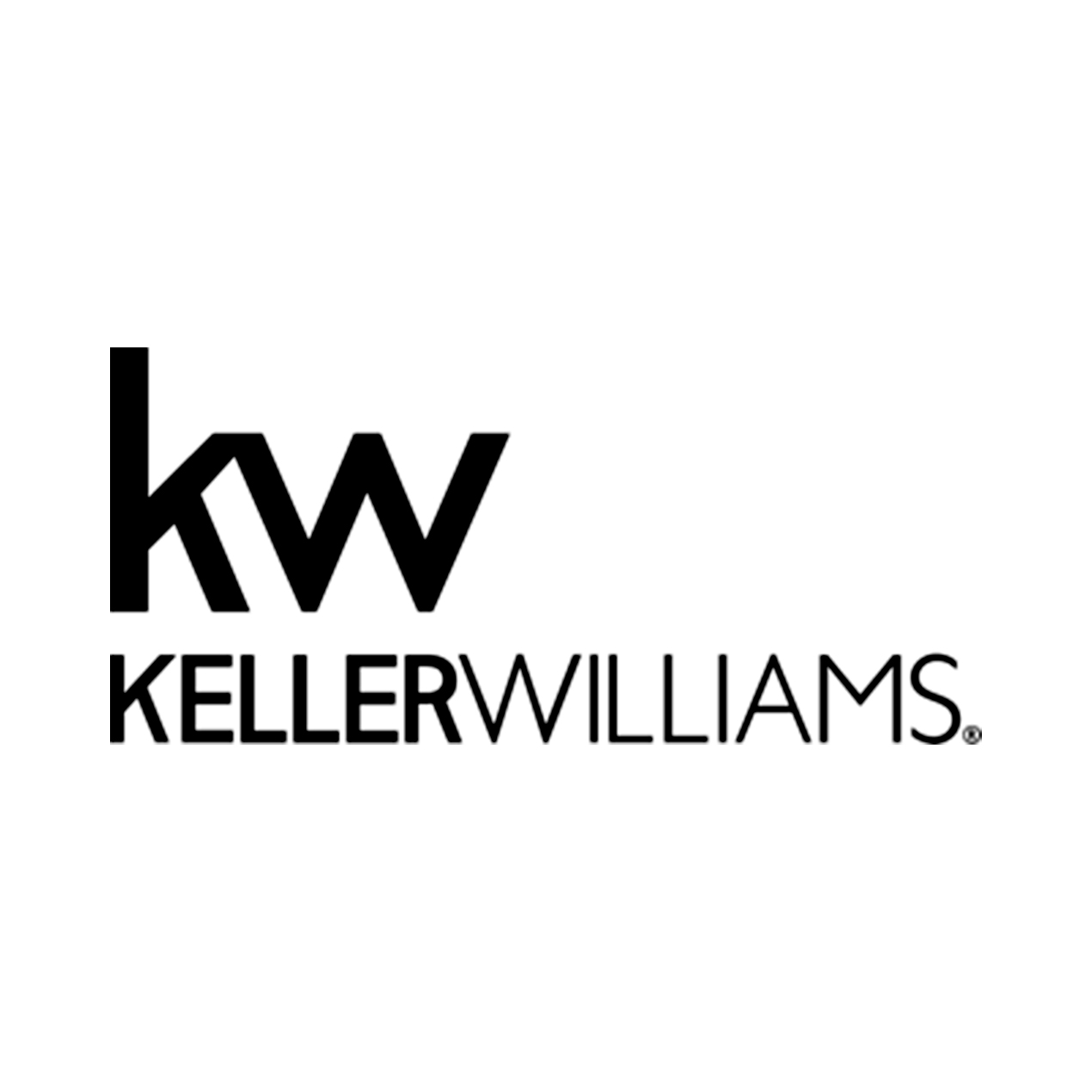 Keller Williams "kw" black and white logo with Keller Williams spelled out underneath