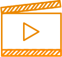 Media clapperboard icon with play button