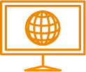 Web globe icon on computer monitor